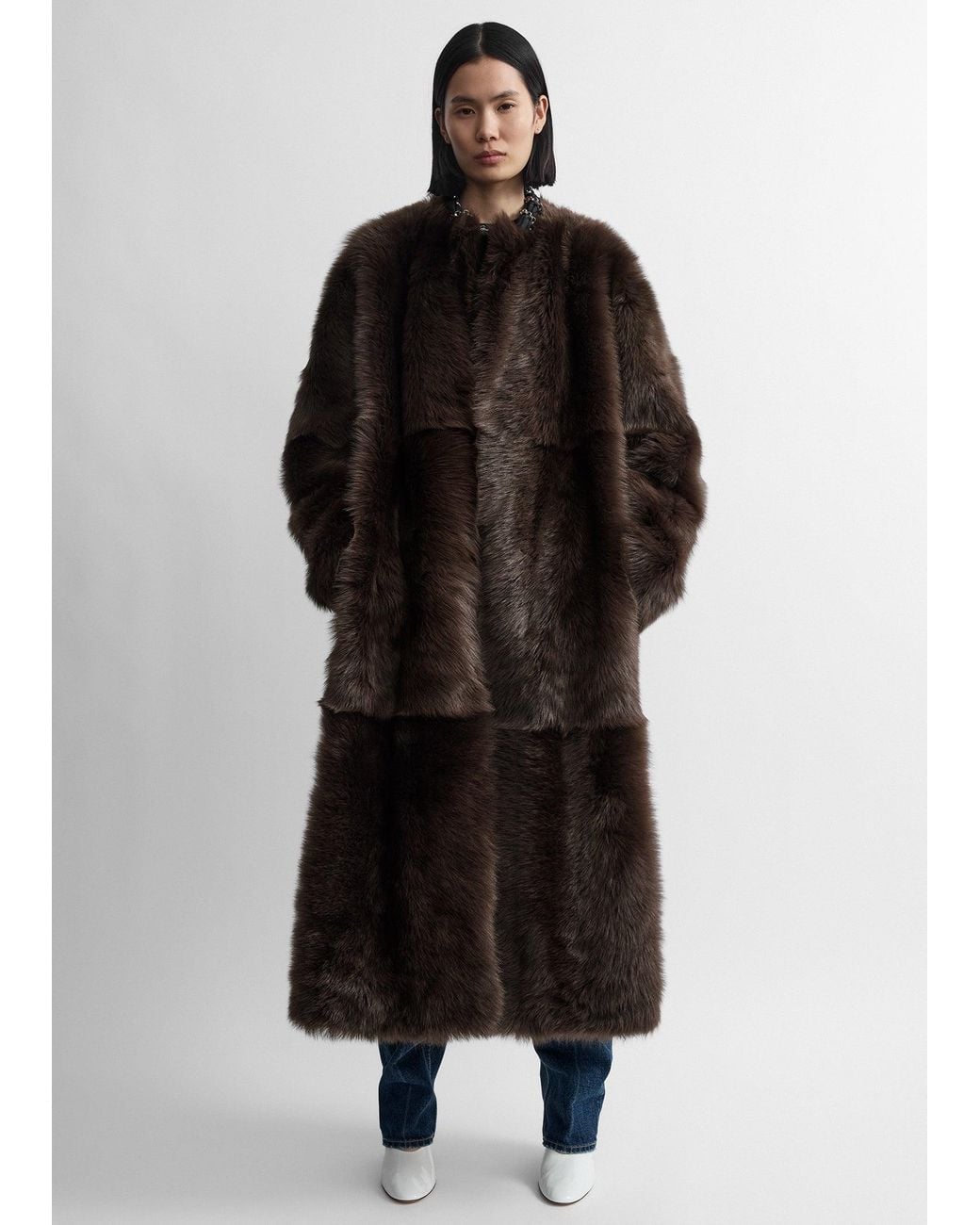 Totême Black Silky Shearling Coat