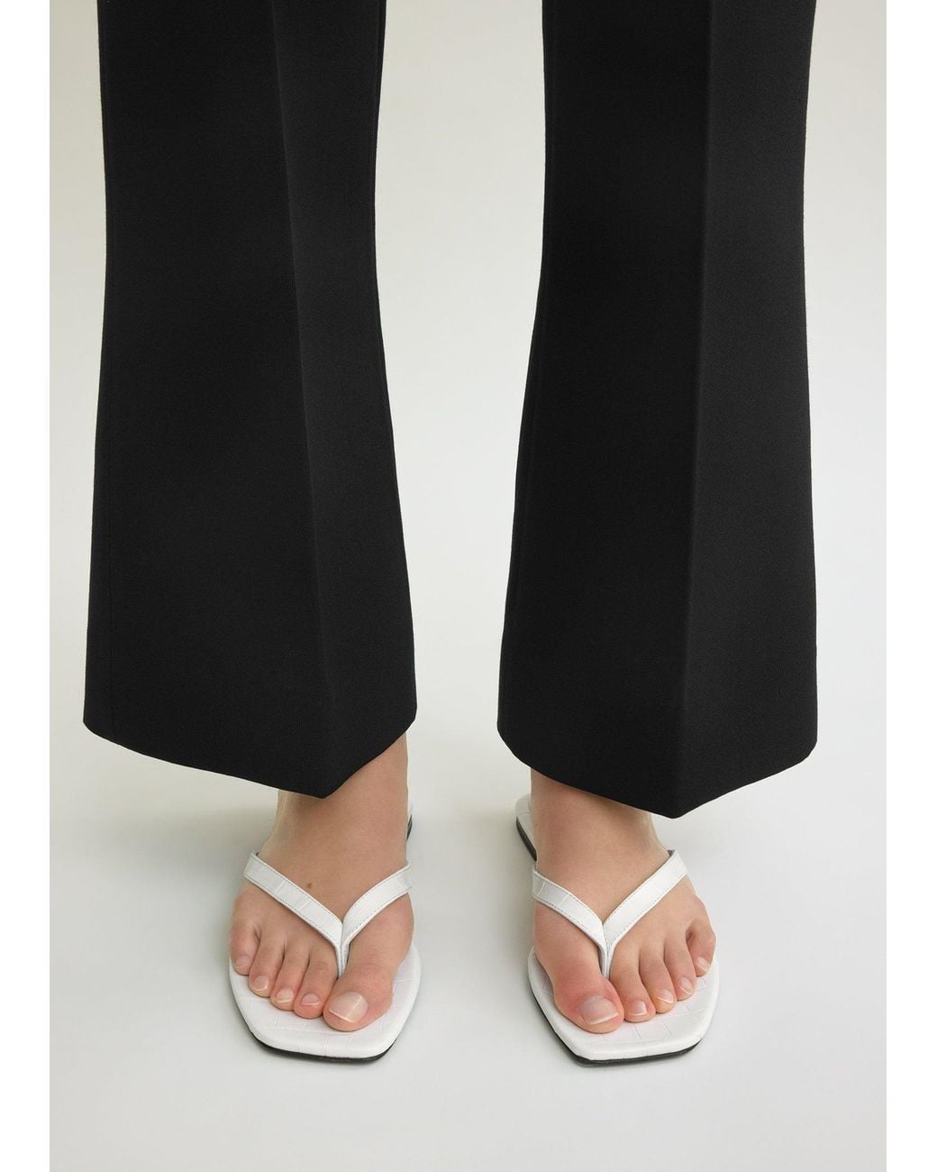 Totême  White Croco-Embossed Flip Flops