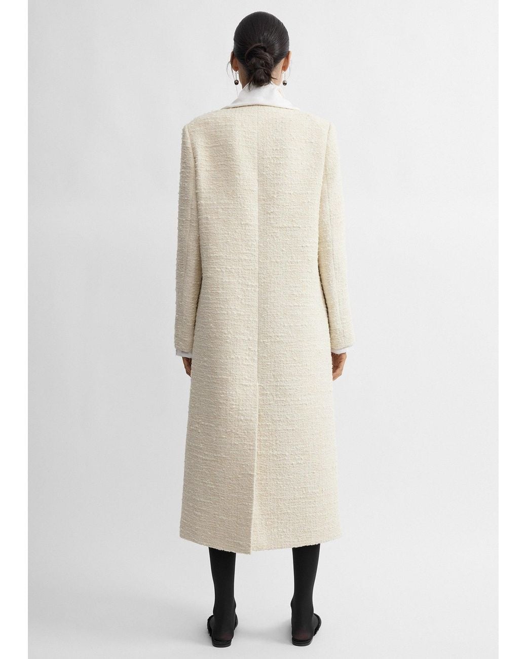 Totême  Natural Satin Lapel Tweed Coat