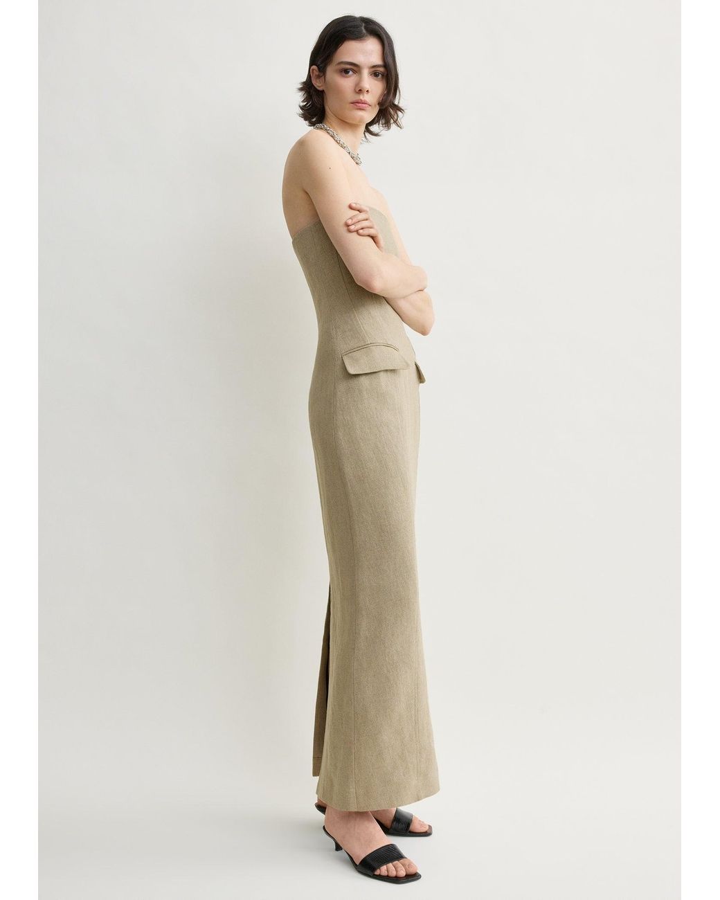 Totême  Natural Strapless Pocket Dress
