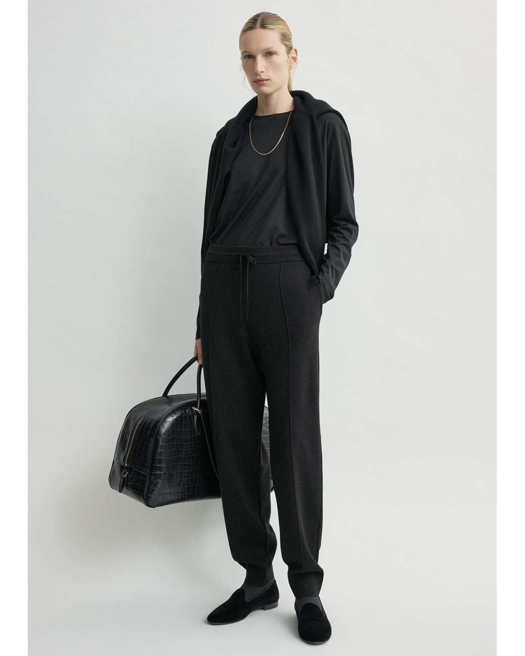 Totême Black Pintucked Sweatpants Charcoal