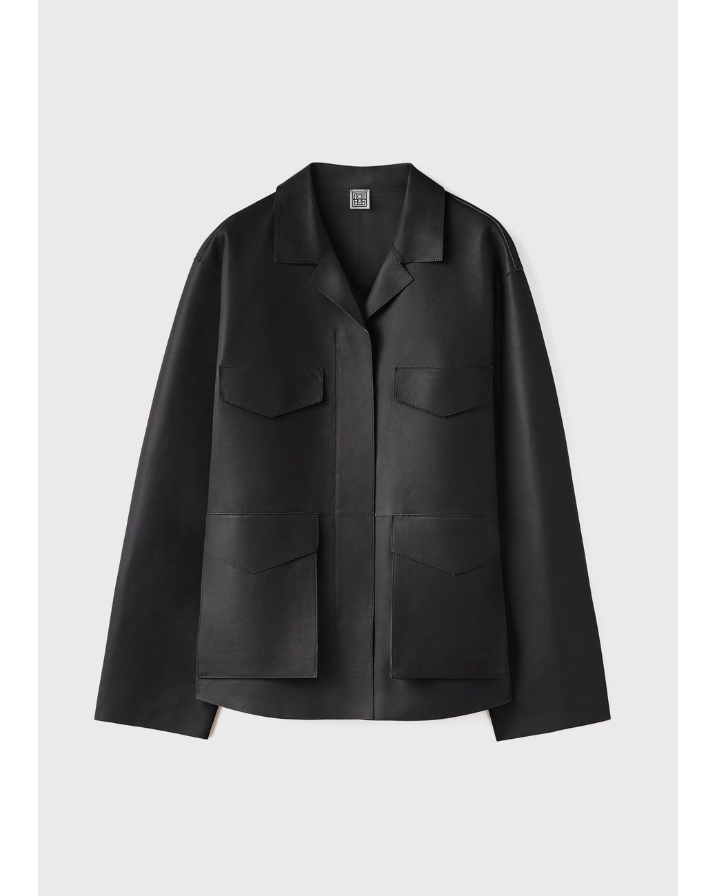 Totême Black Army Leather Jacket