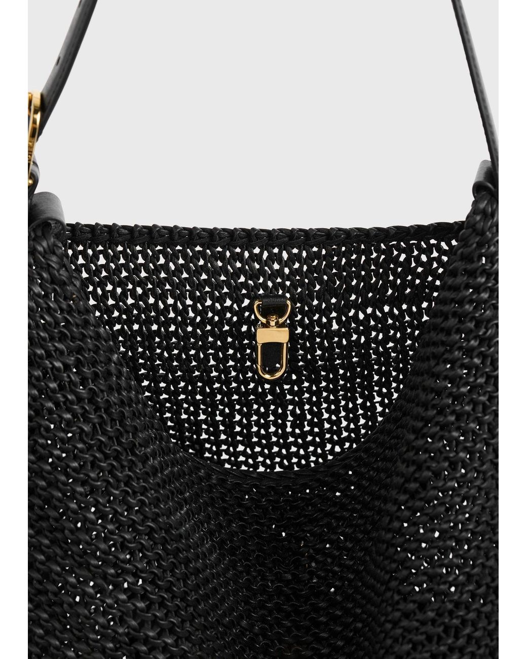 Totême Black Belted Woven-Leather Tote