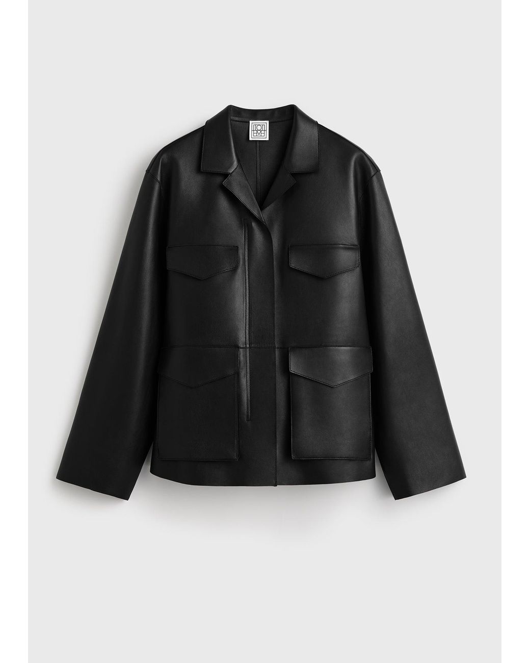 Totême Black Army Leather Jacket