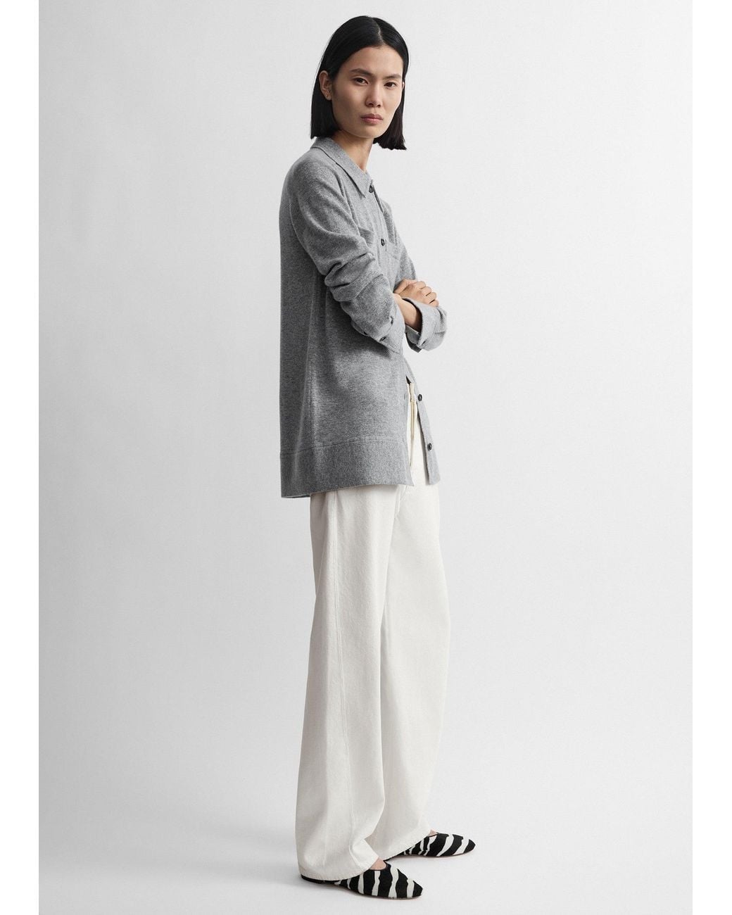 Totême Gray Cashmere Shirt Melange