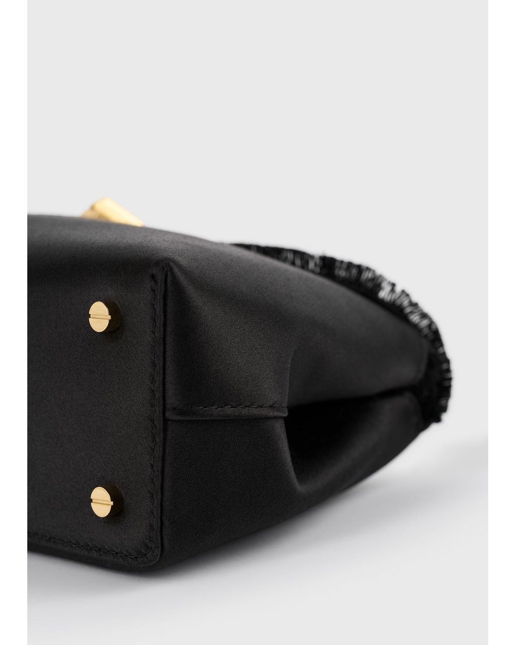 Totême White Mini T-Lock Frayed Satin Clutch