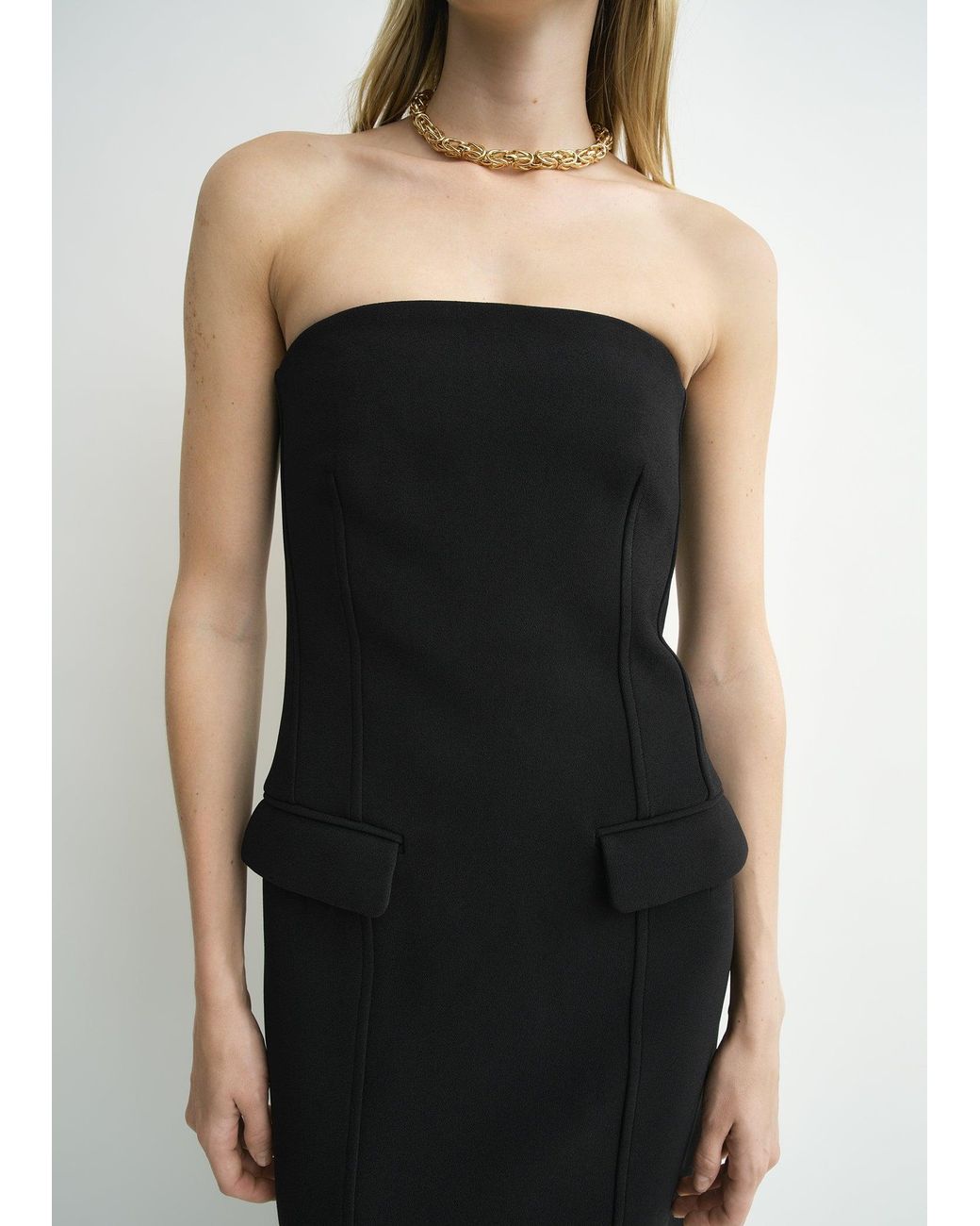 Totême  Black Strapless Pocket Dress