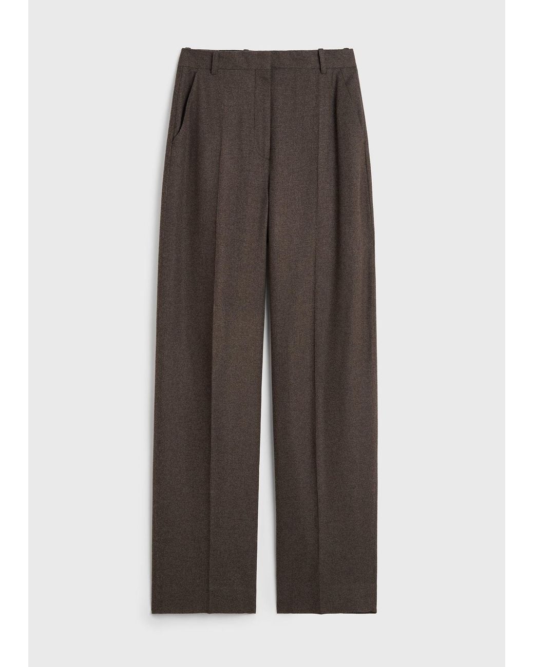 Totême Black High-Waist Flannel Trousers Taupe
