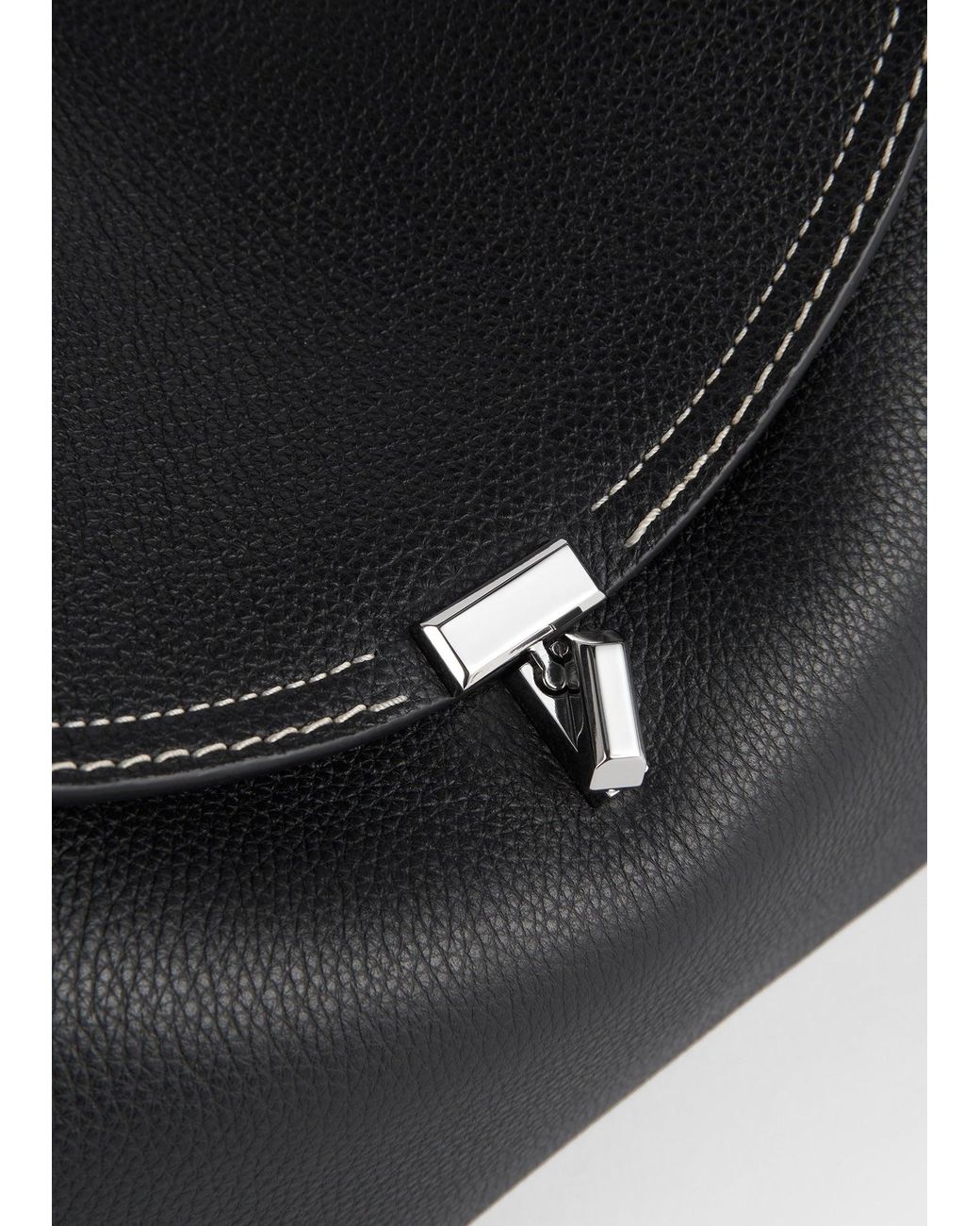 Totême Black T-Lock Grained-Leather Top Handle