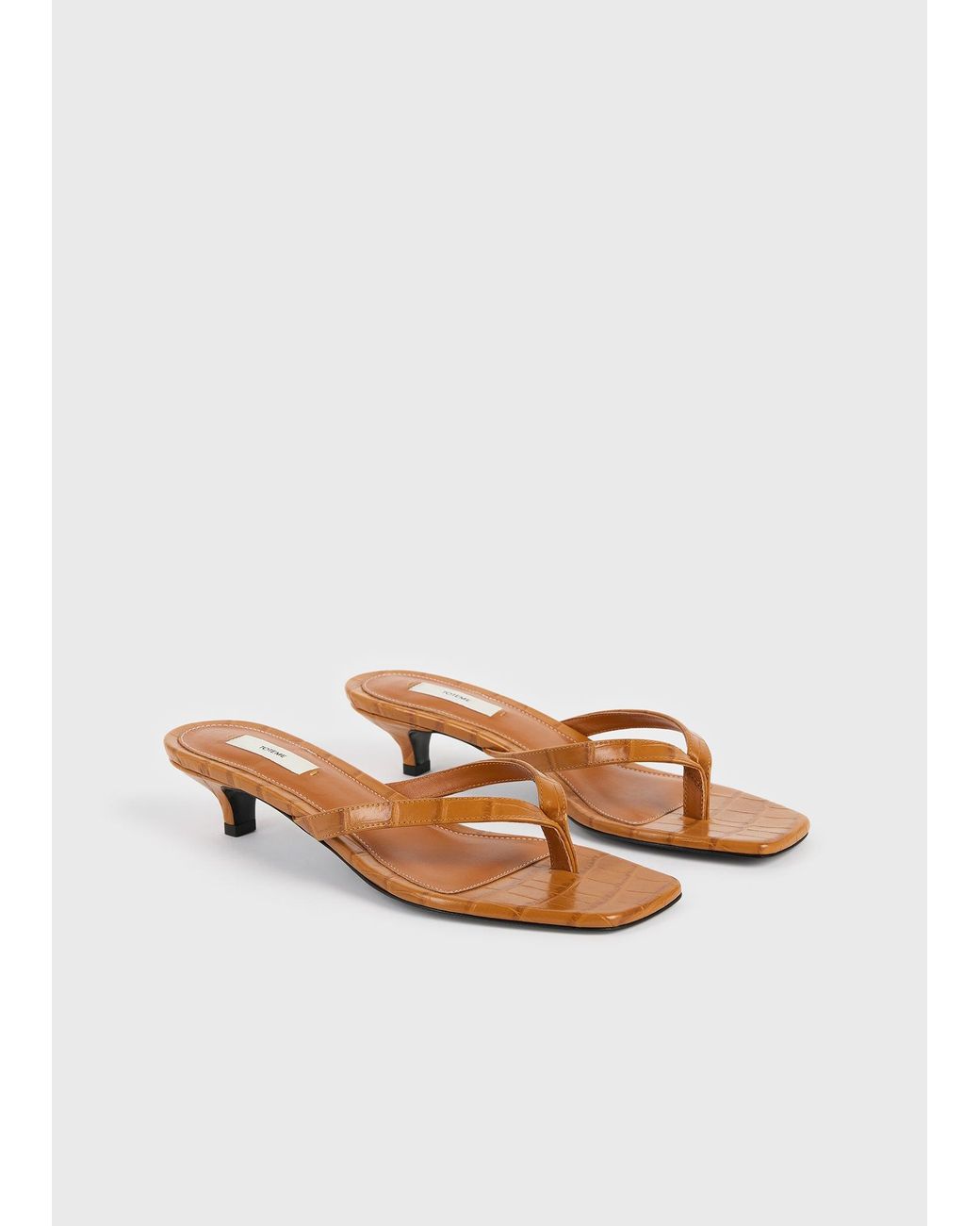 Totême White Croco-Embossed Heeled Flip Flops