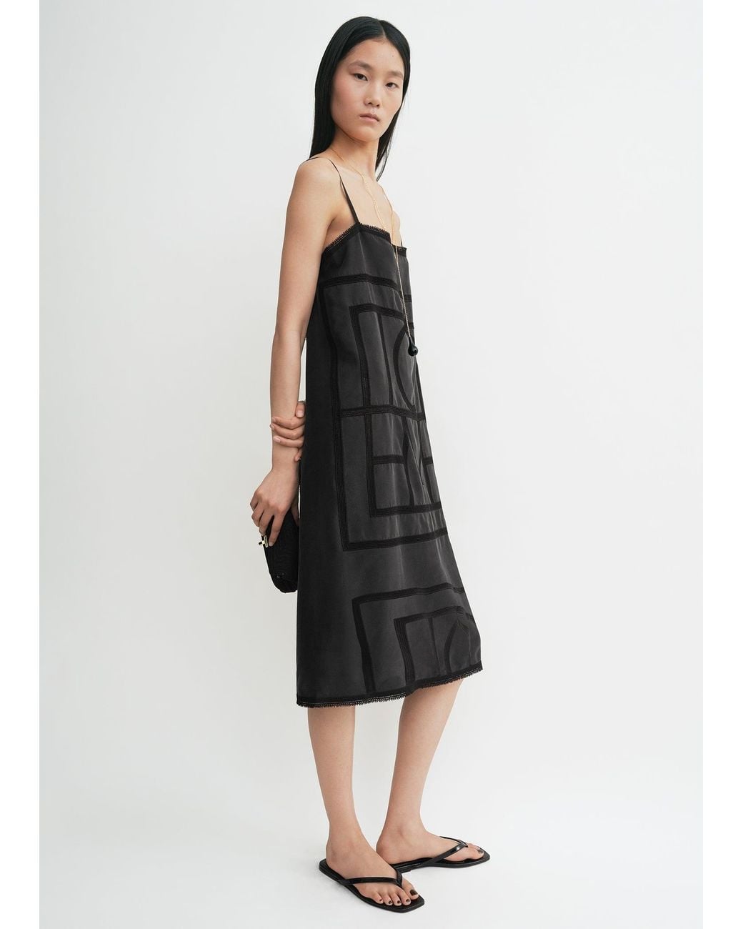 Totême Black Monogram Silk Dress