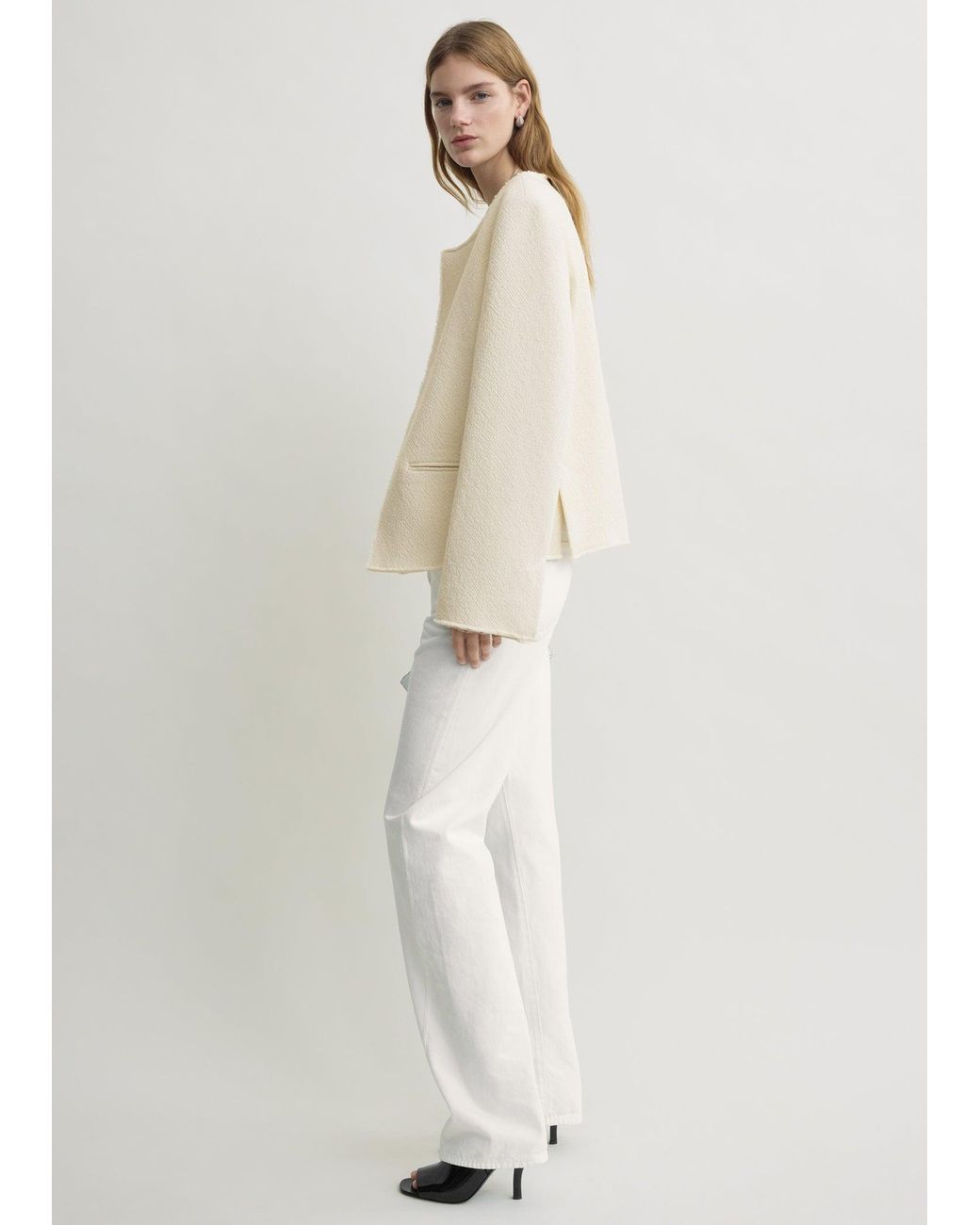 Totême Natural Open-Front Bouclé Blazer