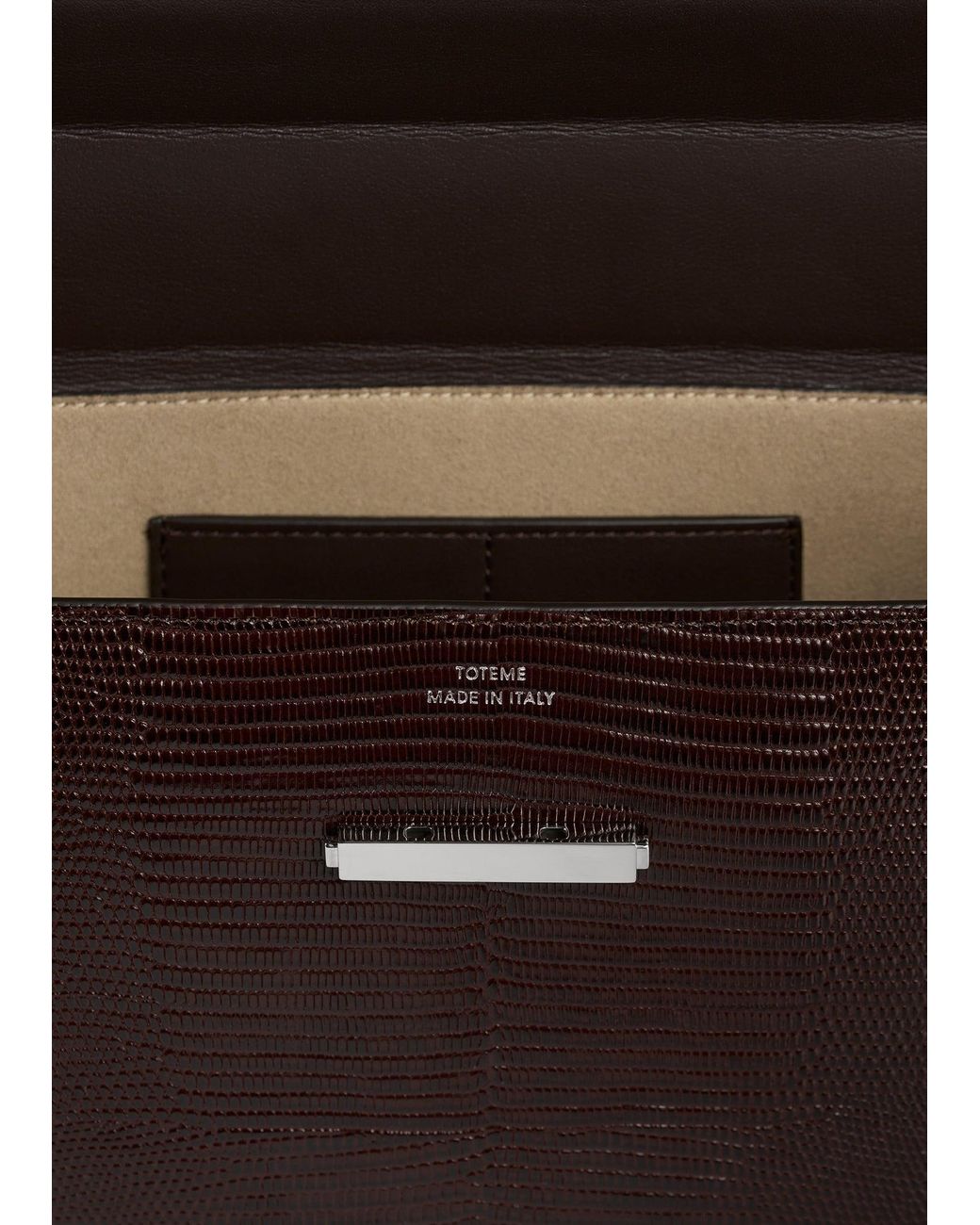 Totême  White Clip Lizard-Embossed Clutch