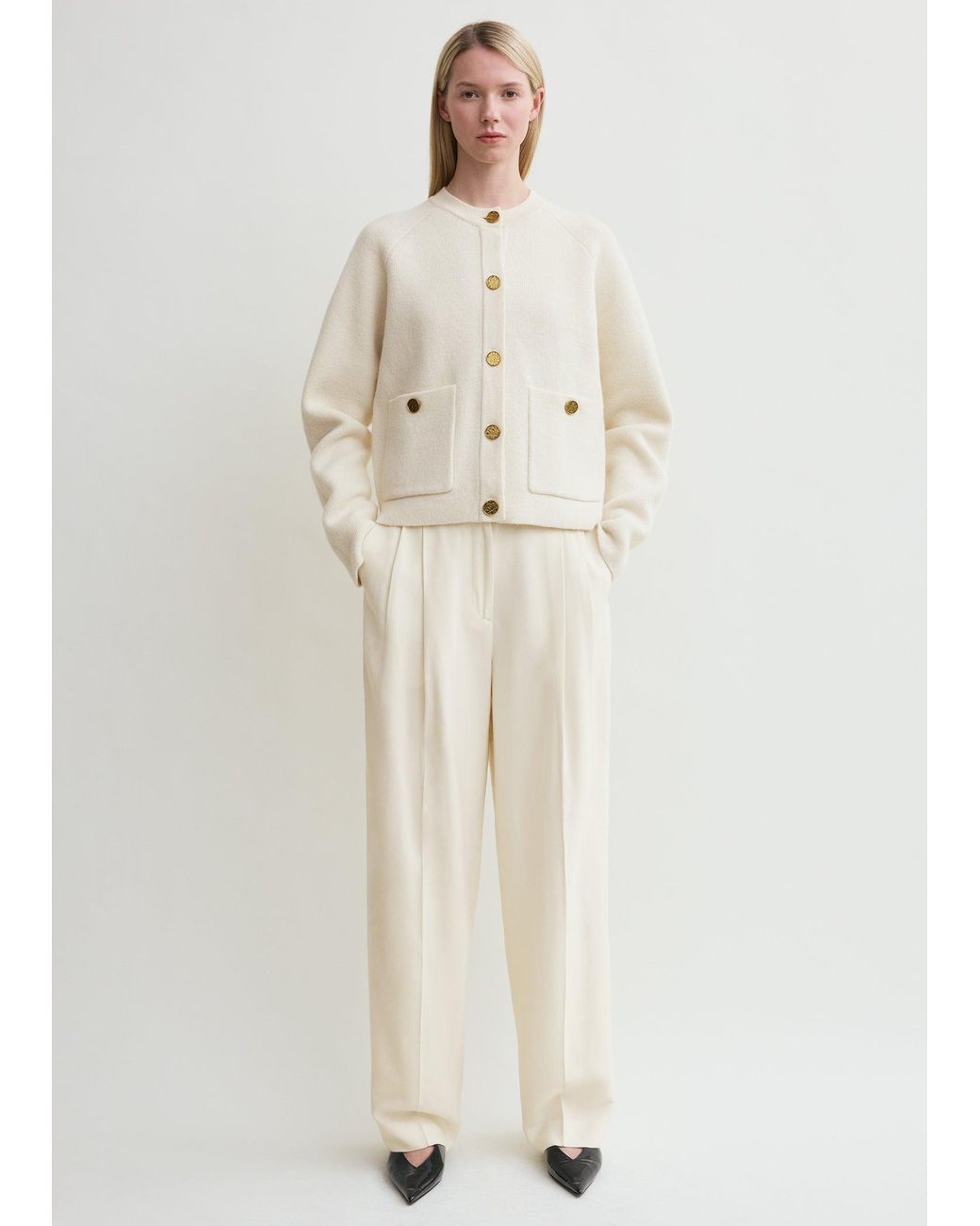 Totême Natural Hammered Button Cardigan