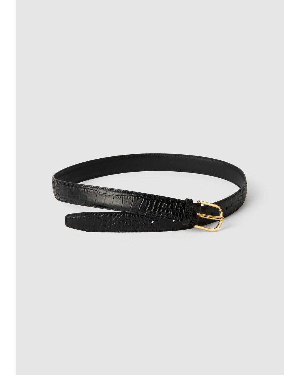 Totême White Slim Croco-Embossed Belt