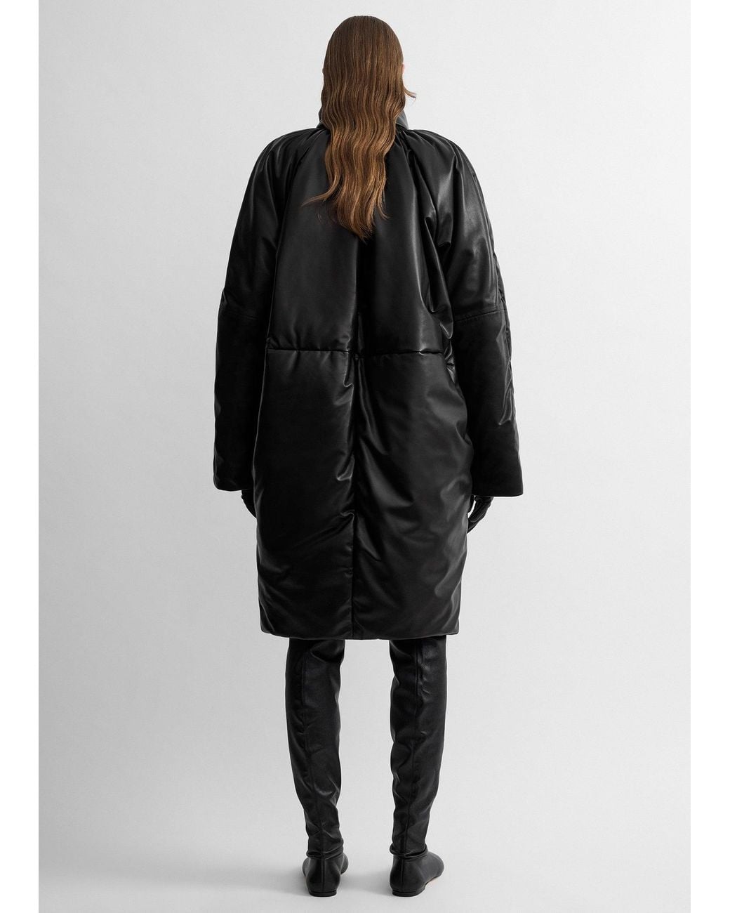 Totême Black Padded Leather Coat