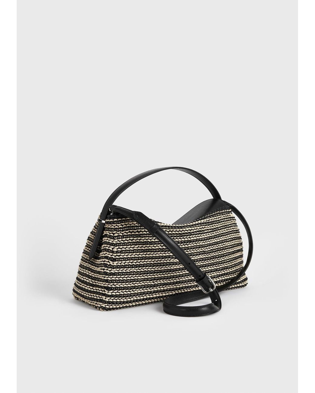 Totême  Multicolor T-Lock Woven-Leather Top Handle/Sand