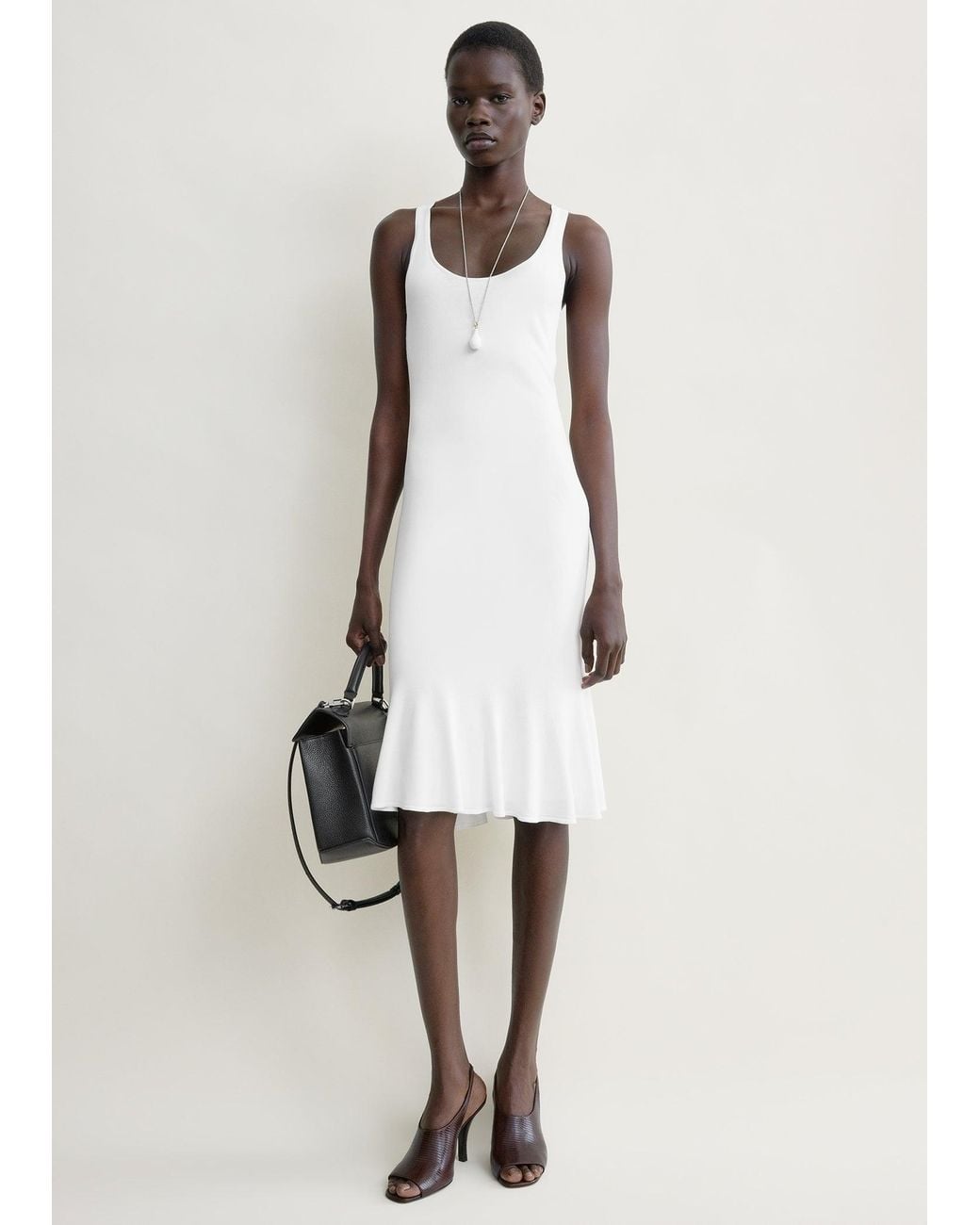Totême White Fluted Hem Dress
