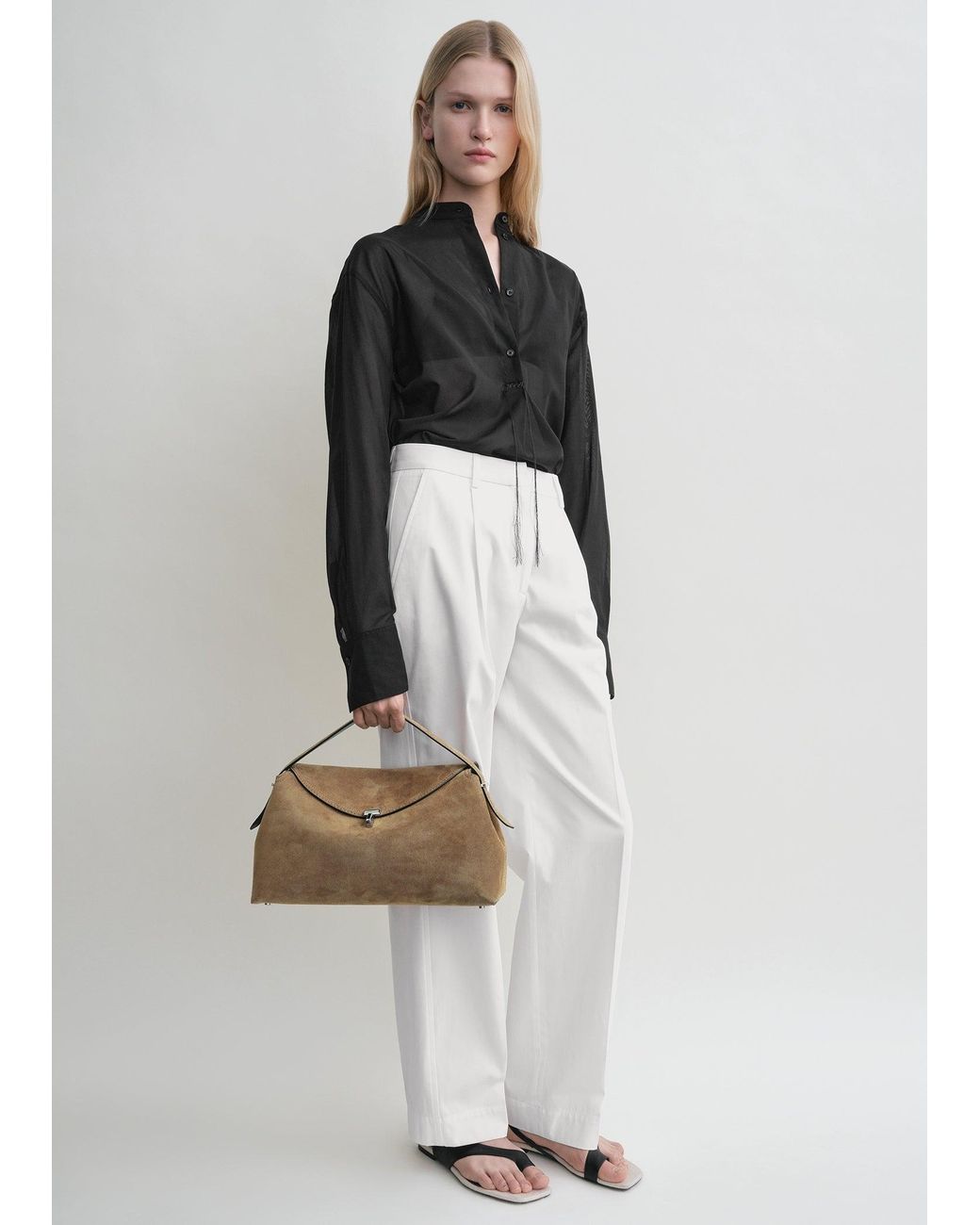 Totême Natural T-Lock Suede Top Handle