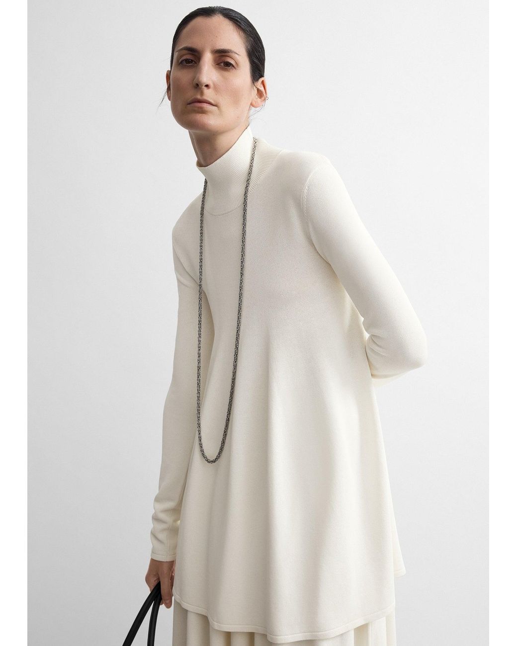 Totême White Crepe Turtleneck Top