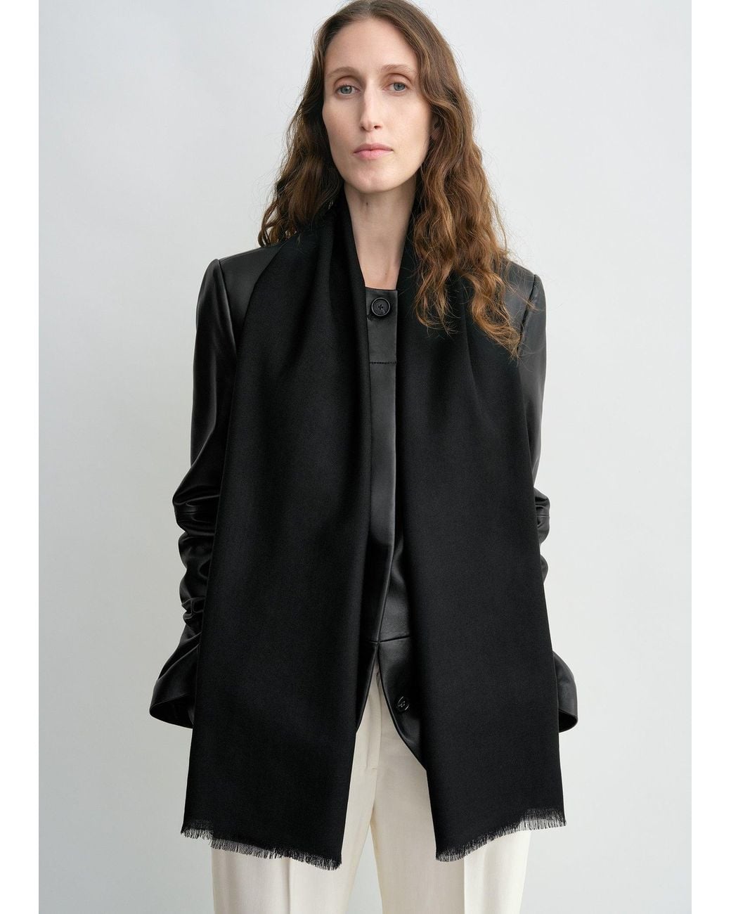 Totême Black Light Wool Scarf