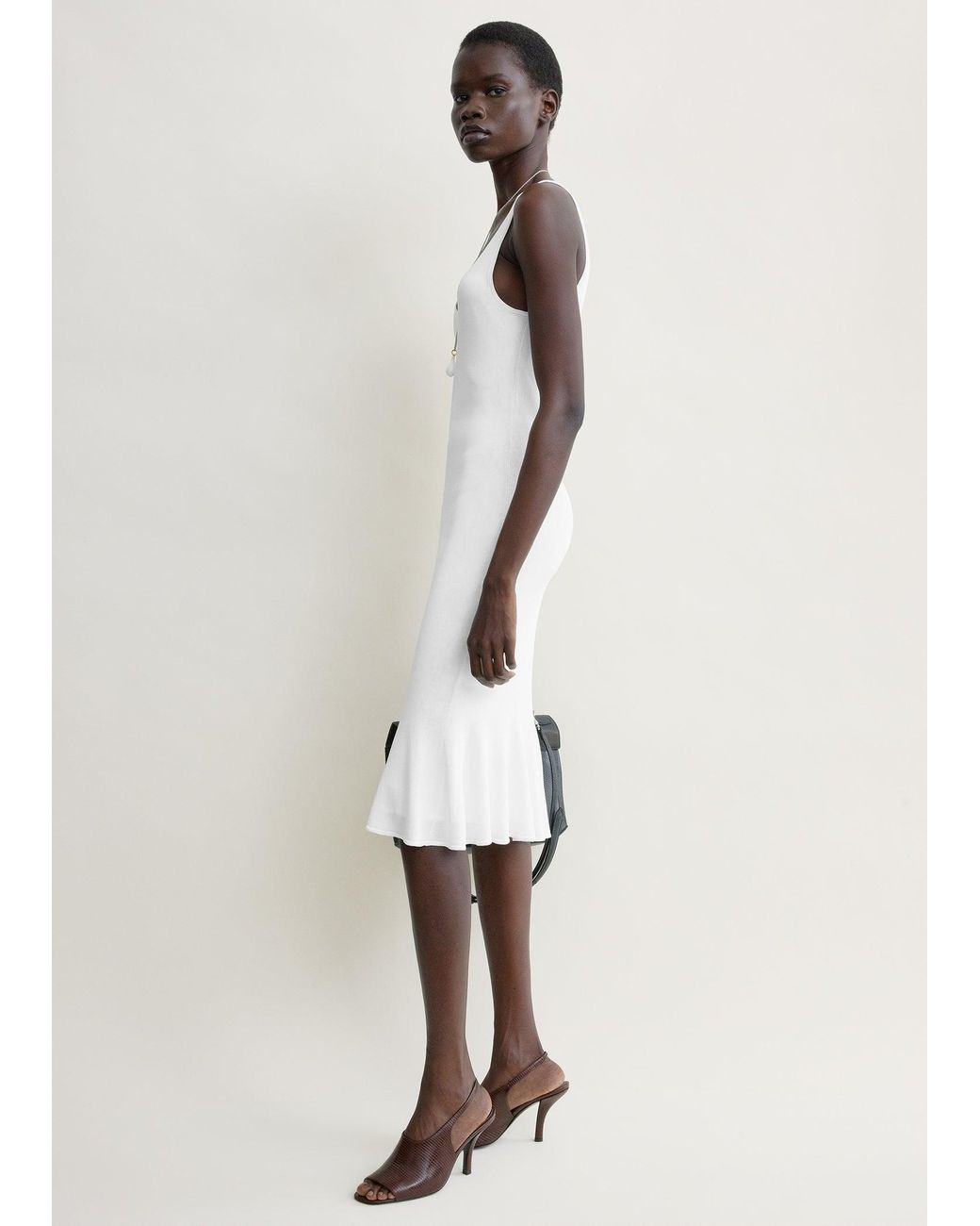 Totême White Fluted Hem Dress
