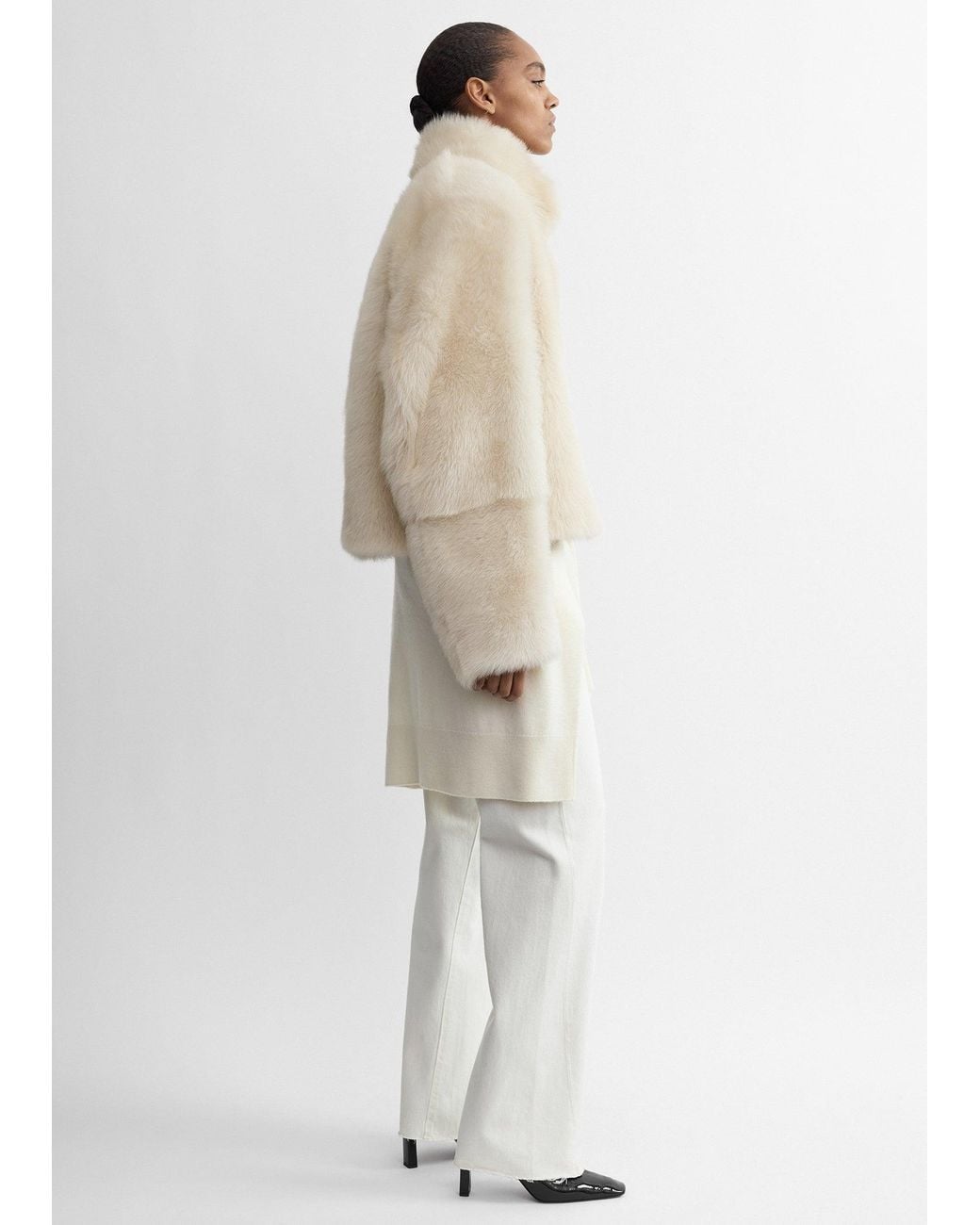 Totême  White Silky Shearling Jacket