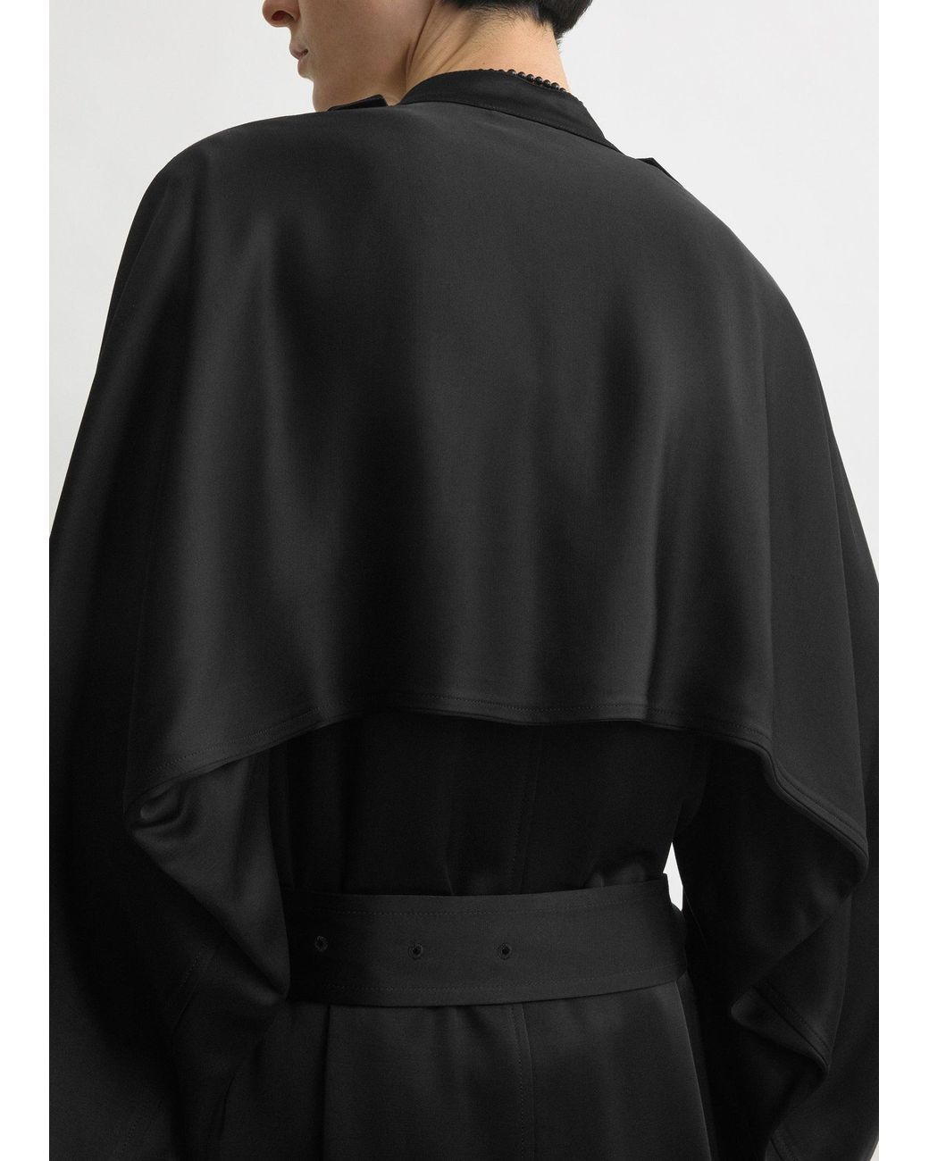 Totême Black Draped Satin Trench