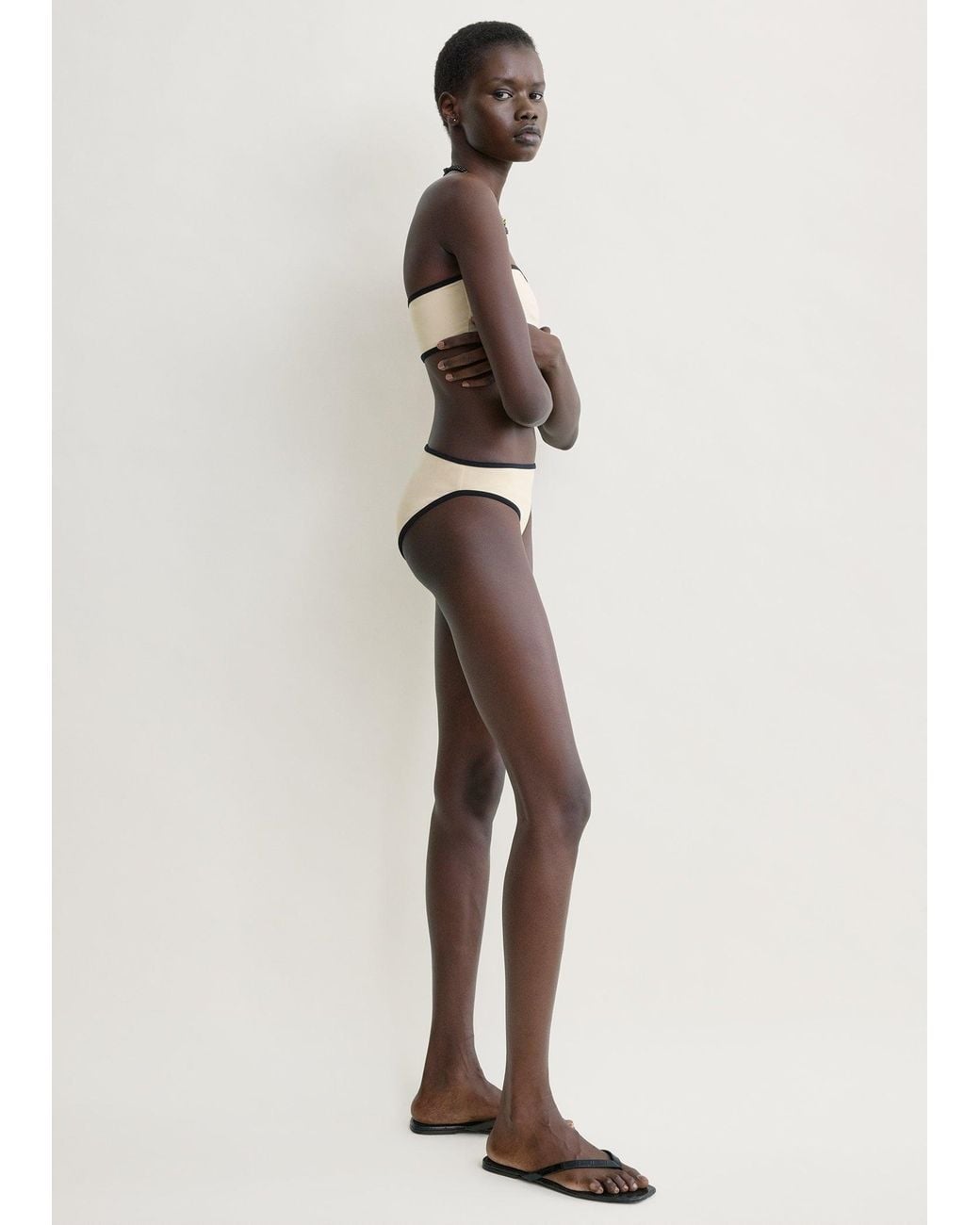 Totême White Stripe Edge Bikini Bottoms