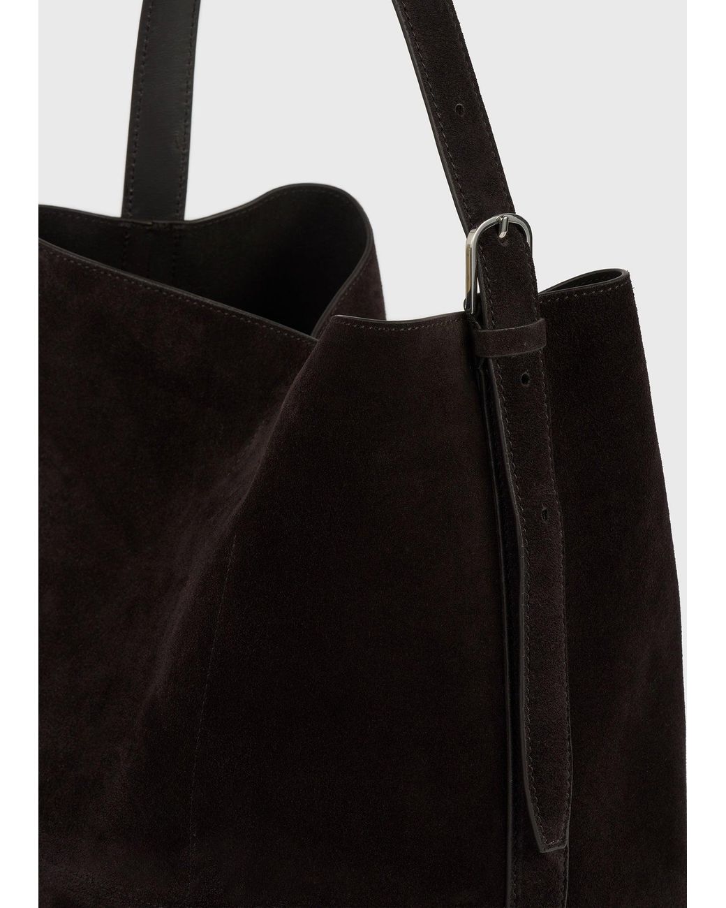 Totême Black Medium Belted Suede Tote