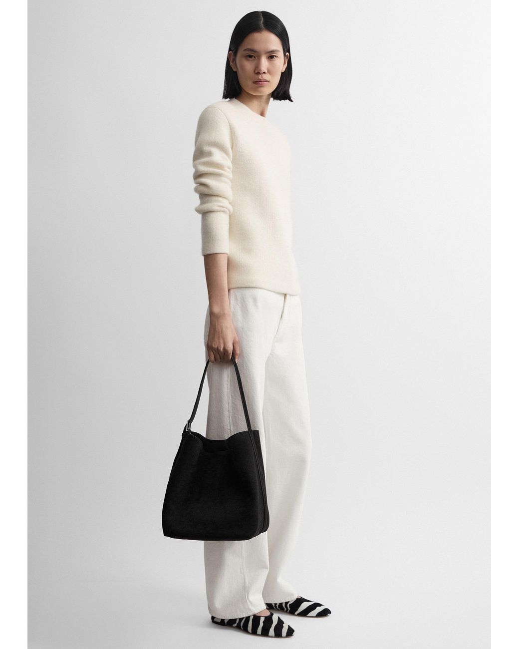 Totême Black Medium Belted Suede Tote