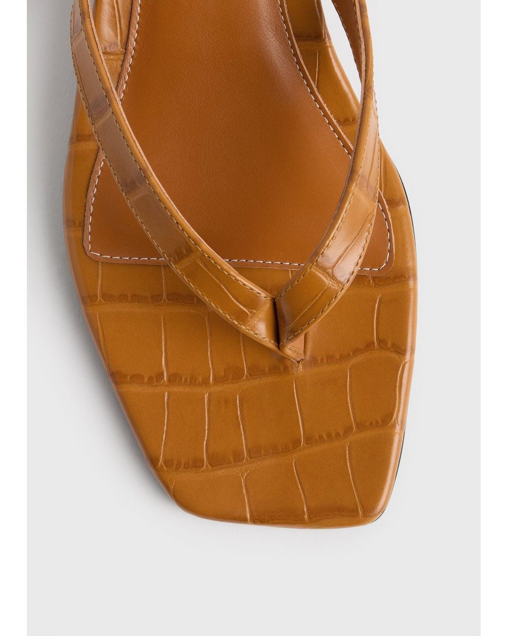 Totême White Croco-Embossed Heeled Flip Flops