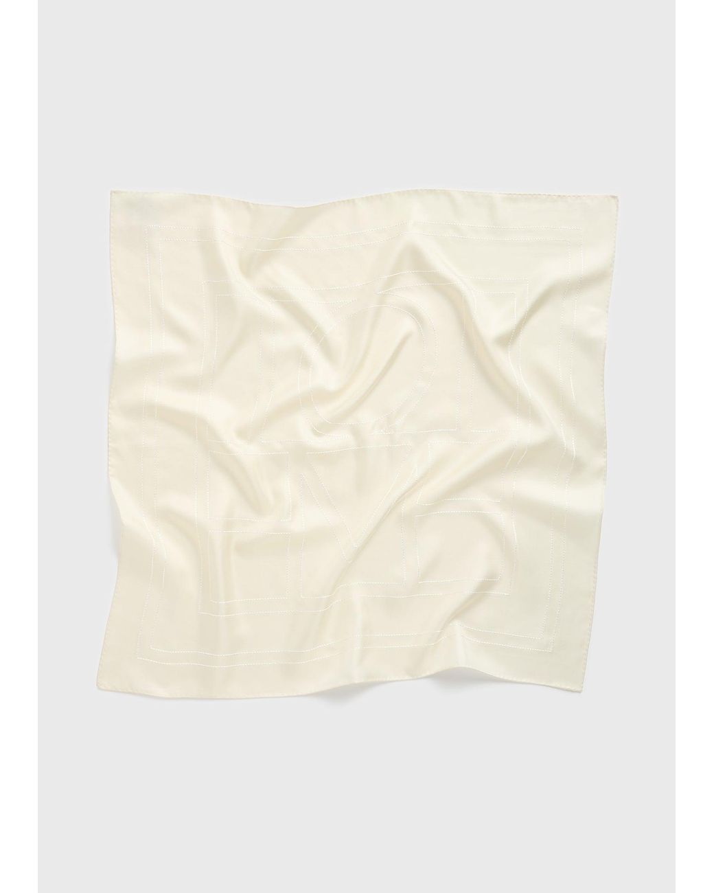 Totême Natural Embroidered Monogram Silk Scarf