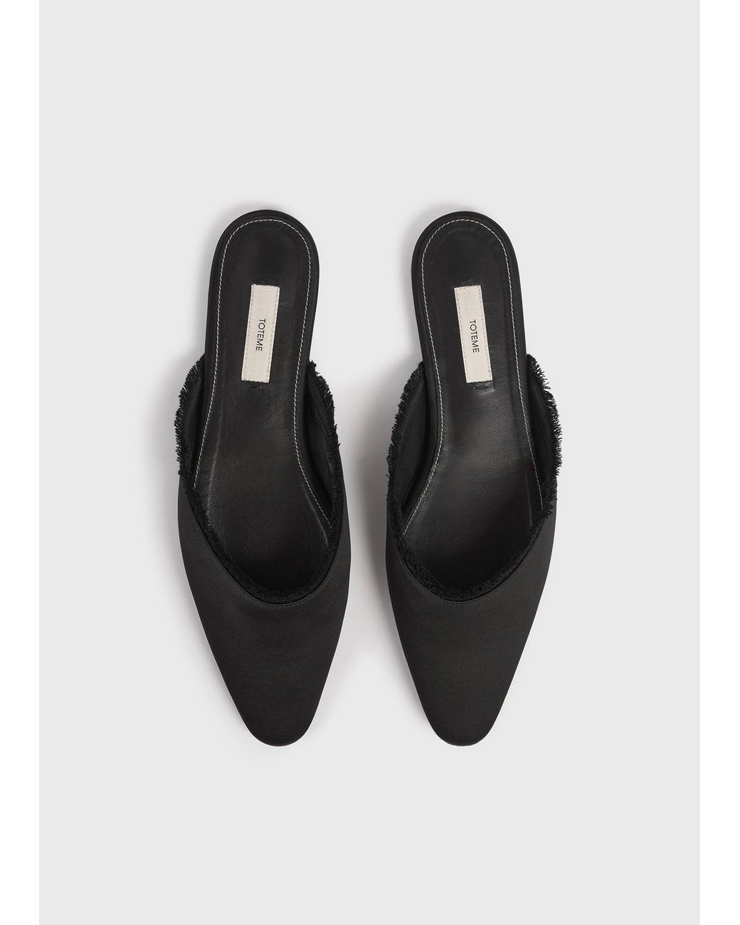 Totême  White Frayed Satin Lounge Slippers