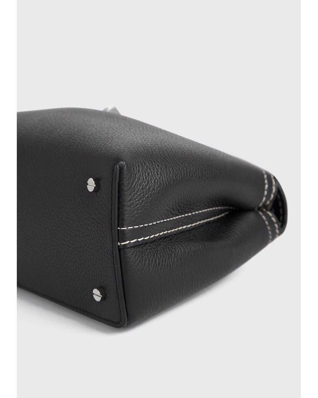 Totême Black T-Lock Grained-Leather Clutch