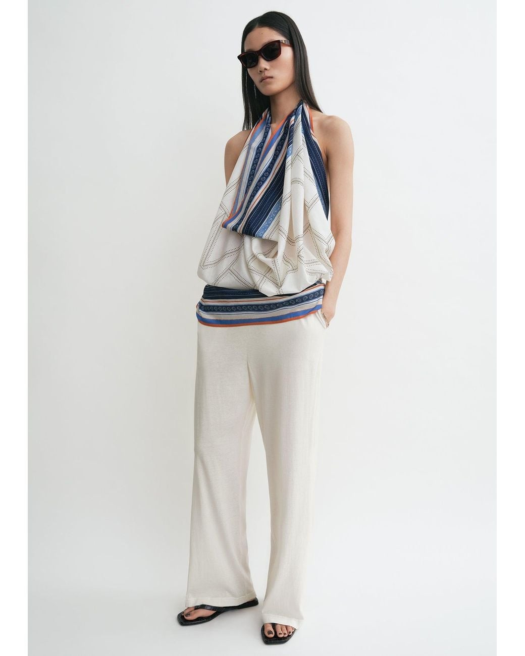 Totême Blue Collector Sarong Ecru