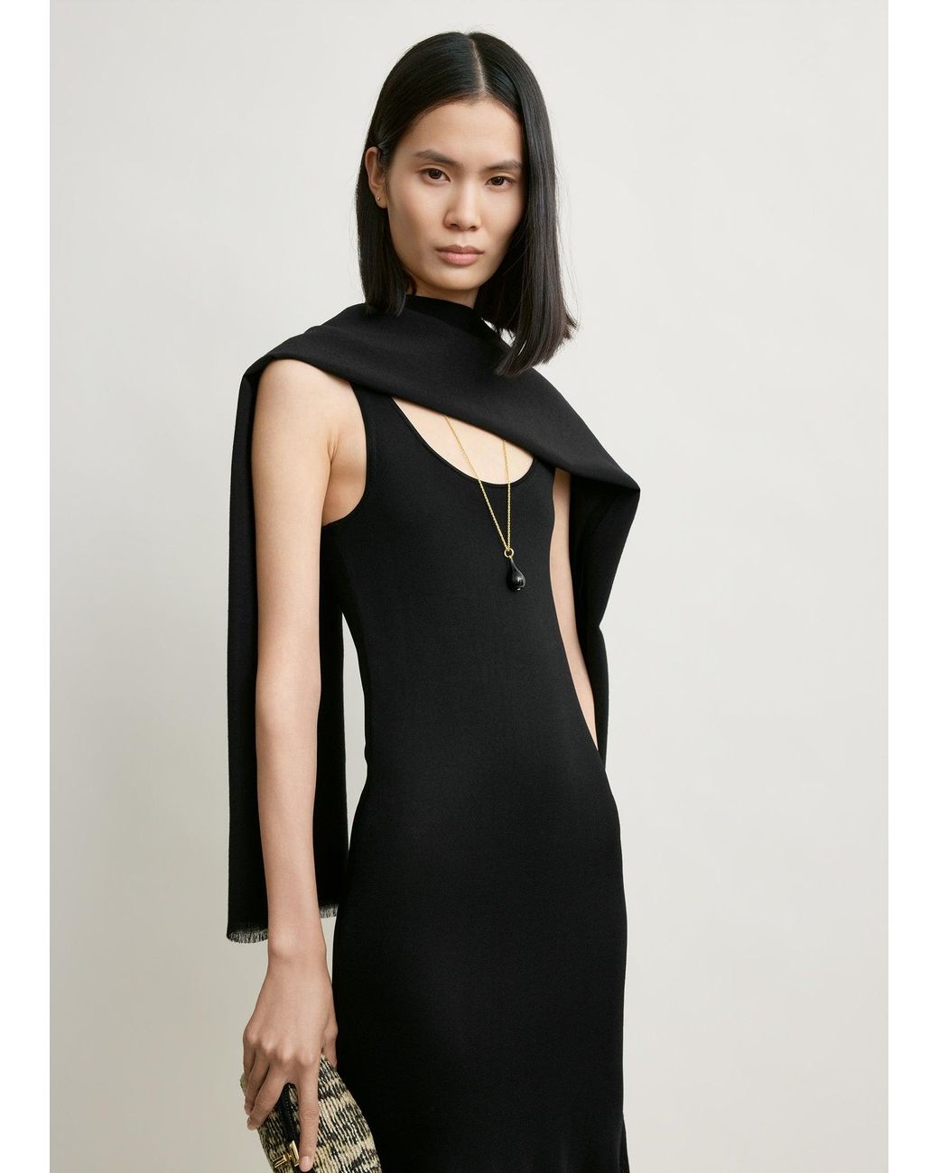Totême Black Fluted Hem Dress