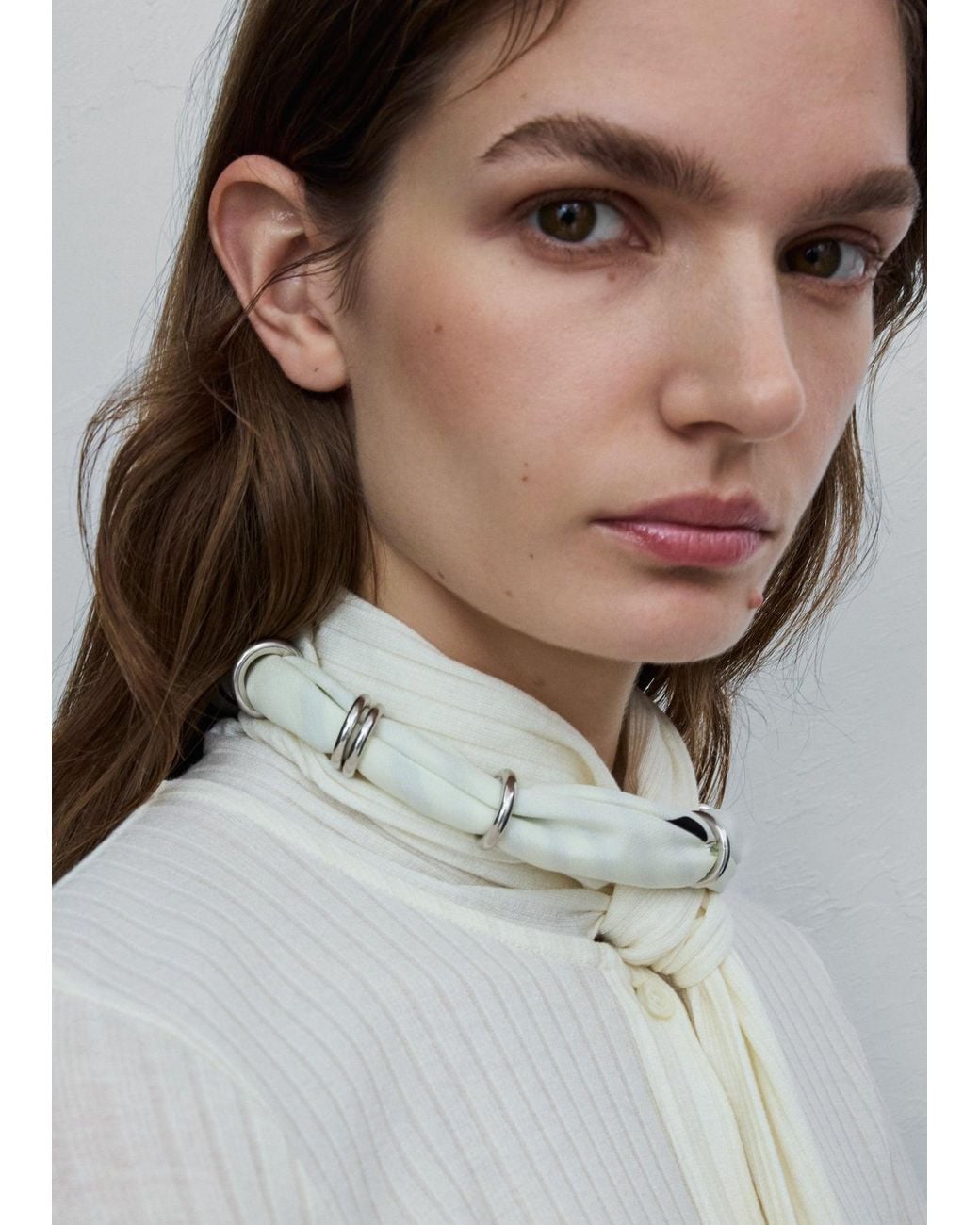 Totême  White Fine Silk Scarf Collar