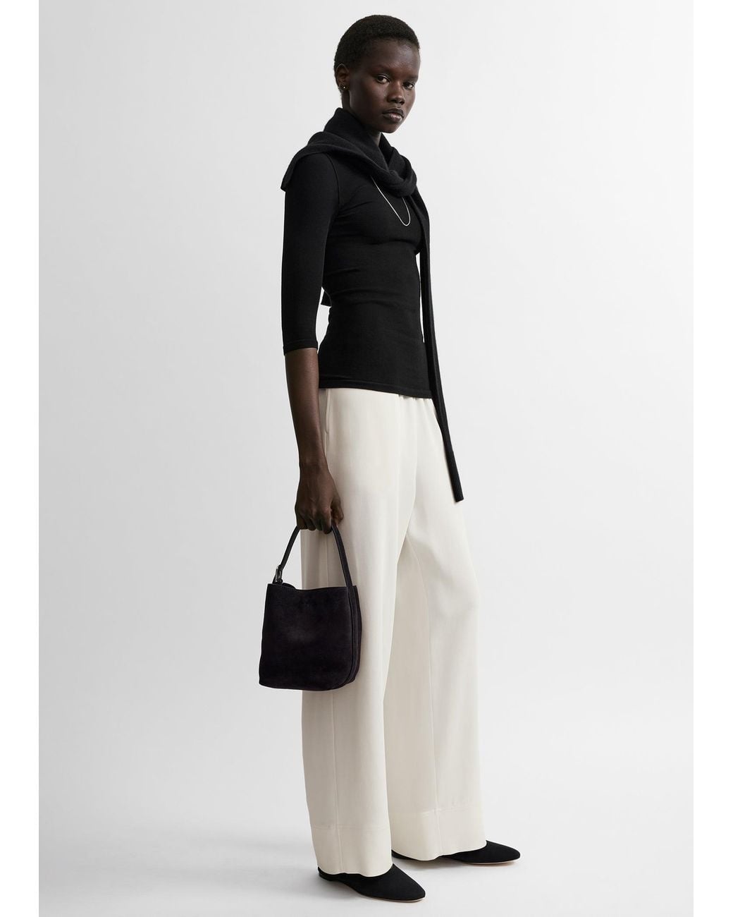 Totême  Black Small Belted Suede Tote