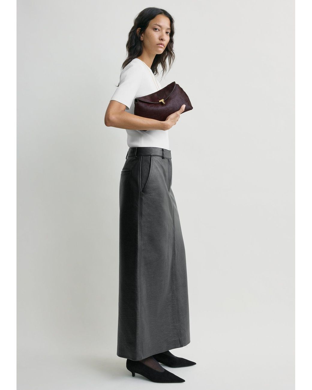Totême  White T-Lock Pony Hair Clutch