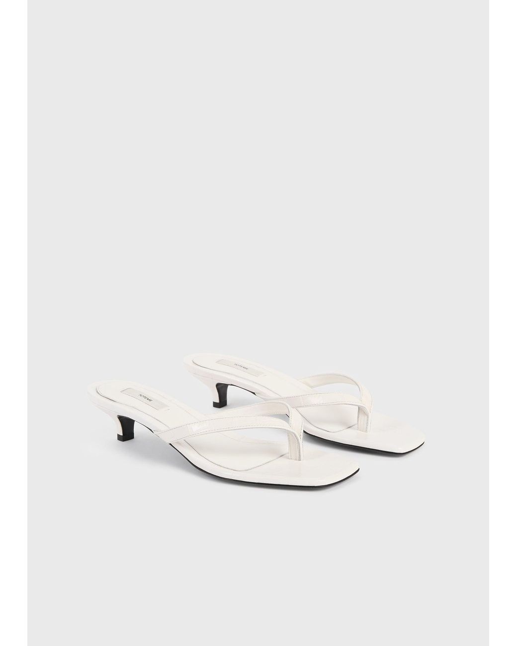 Totême  White Croco-Embossed Heeled Flip Flops