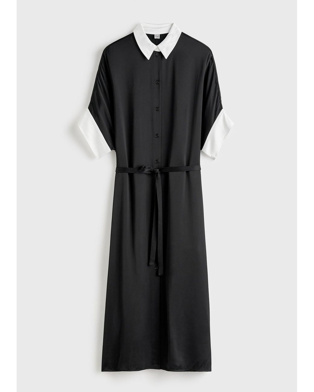 Totême Black Satin Shirtdress