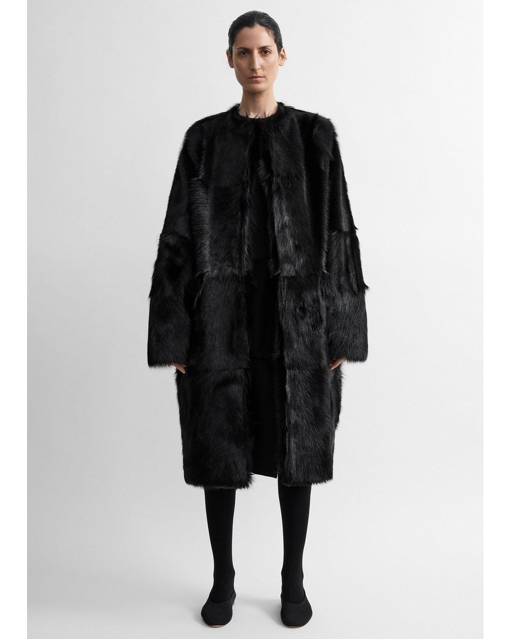Totême Black Structured Shearling Coat