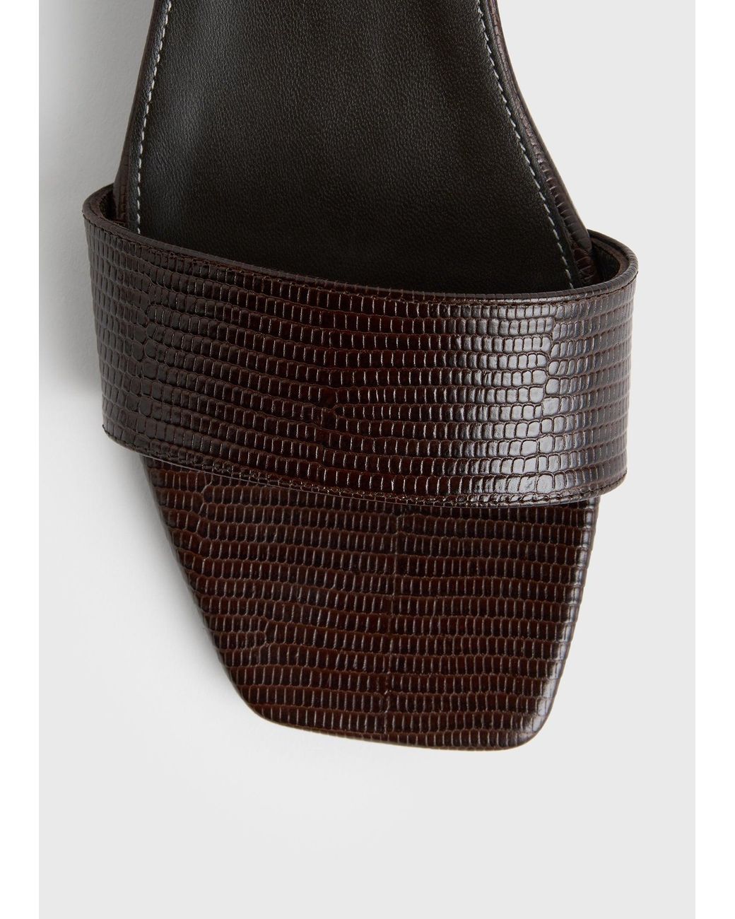 Totême White Slim Lizard-Embossed Bandeau Mules