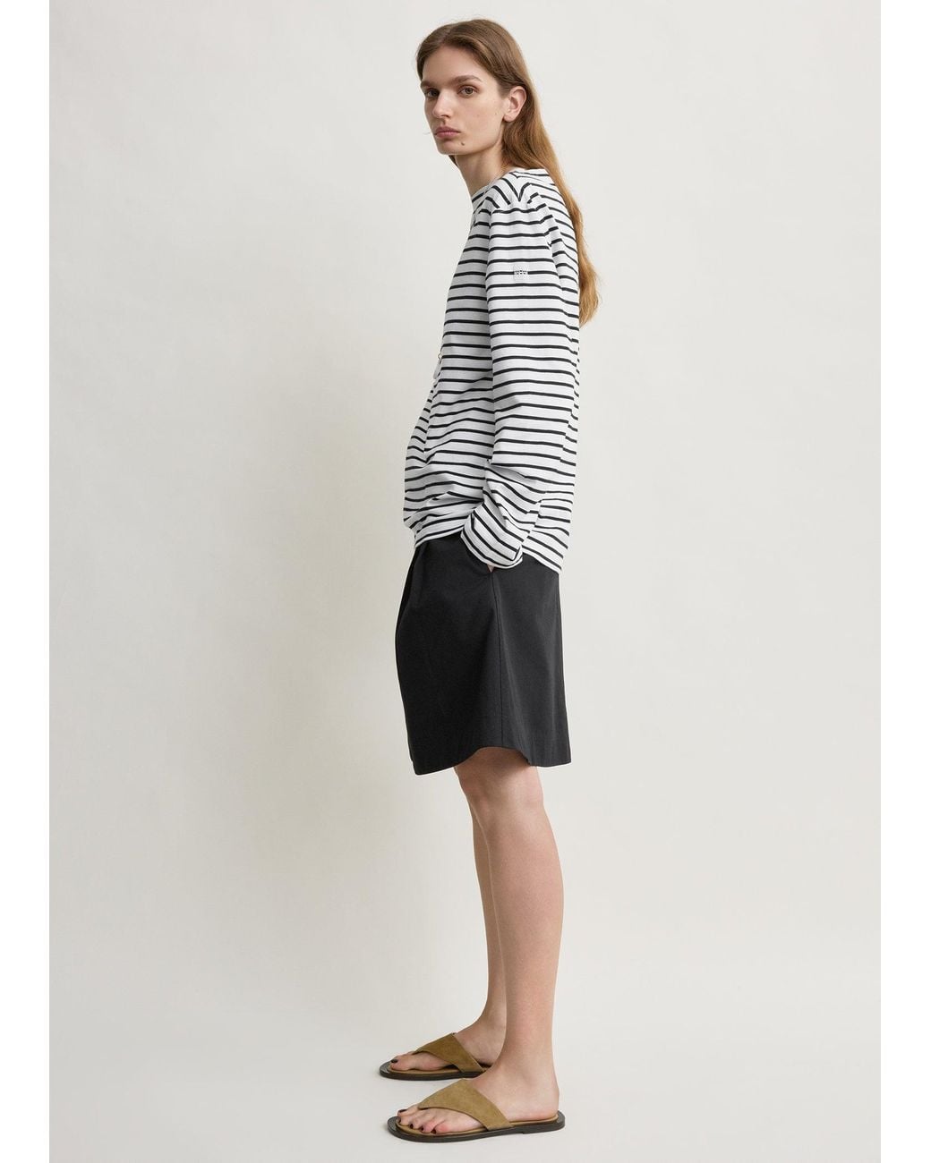 Totême Gray Stripe Jersey Long-Sleeve Tee