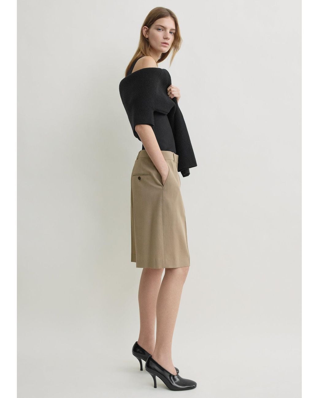Totême Gray Wide Fluid Shorts