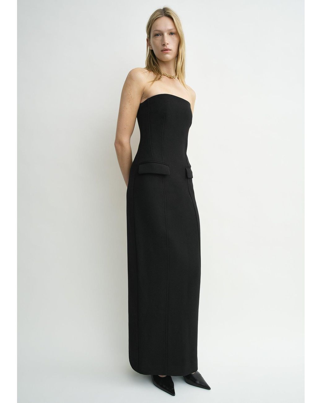 Totême  Black Strapless Pocket Dress