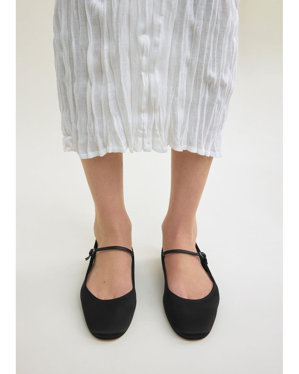 Totême  White Slingback Satin Mary Janes