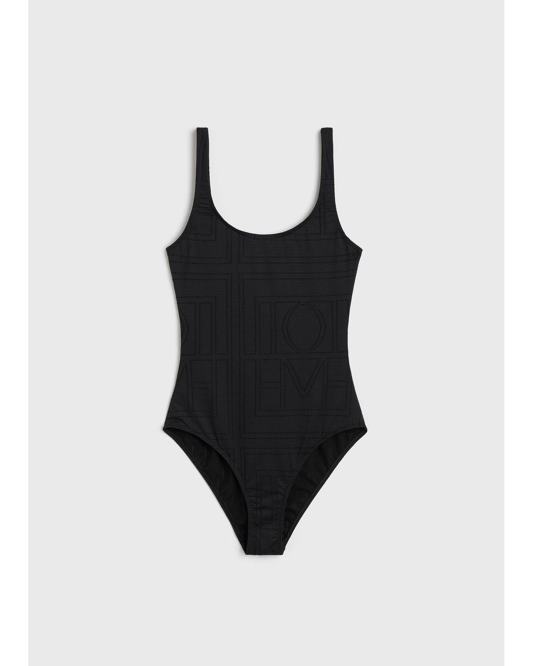 Totême Black Monogram Pointelle Swimsuit