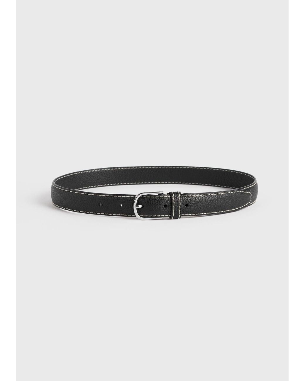 Totême  White Slim Grained-Leather Belt